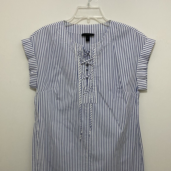 J.Crew Blue Pin Stripe, Sleeveless Cotton Dress - Picture 2 of 7